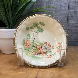 Alfred Meakin English Meadow Small Bowl Made in England, 18 Karat Gold Border